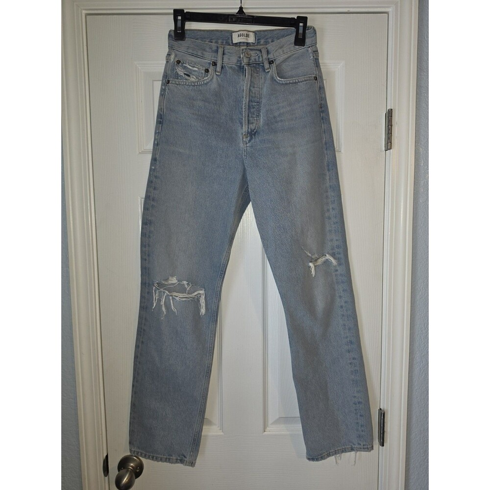 AGOLDE Mid Rise Loose Fit 90s Jean  Ripped Distressed 100% Organic Cotton Sz 23
